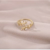 Small Fresh Diamond Tree Branch and Leaf Opening Gold Women's Ring with a Elegant and Simple Style Adjustment Ring