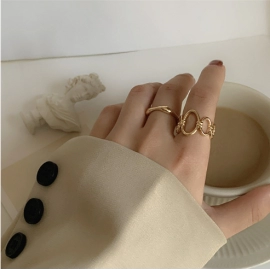 Ring Women's 2-Piece Set In Style, Individualized and Minimalist Design, Advanced Sense Ring, Cool Style, and Versatile Temperament