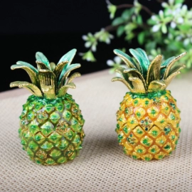 Crystal Crafts Sales Gifts Pineapple Home Enamel Color Jewelry Box Metal Decoration Decoration Scenery  District Hot Sale