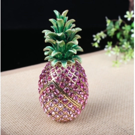 Crystal Crafts Sales Gifts Pineapple Home Enamel Color Jewelry Box Metal Decoration Decoration Scenery  District Hot Sale
