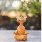 Meditation, Cat, Cute Animal Sculpture, Resin Craft Decoration, Courtyard Garden Decoration  Home Furnishing decoration