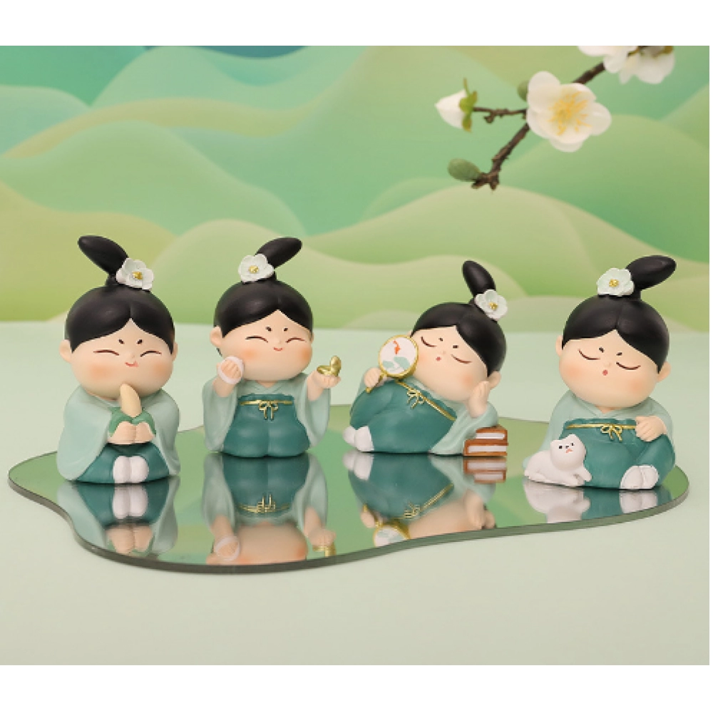 Chinese creative small gift, antique and cute girl home, desktop, car cake decoration, resin car decoration Chinese creative small gift, antique and cute girl home, desktop, car cake decoration, resin car decoration