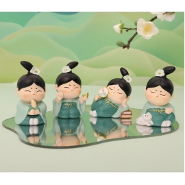 Chinese creative small gift, antique and cute girl home, desktop, car cake decoration, resin car decoration