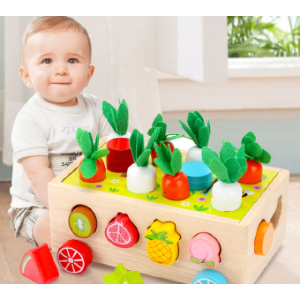 Customized wooden radish fruit shape matching cognitive building block car early education intellectual children's toys Customized wooden radish fruit shape matching cognitive building block car early education intellectual children's toys