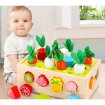 Customized wooden radish fruit shape matching cognitive building block car early education intellectual children's toys