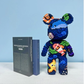 Giant Fluid Violent Bear Series Splicing and Tandem Building Blocks, Colorful Bagged Puzzle Assembly, Micro Particle Building Blocks